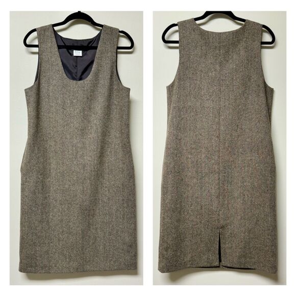 Harve' Benard Dresses & Skirts - HARVE' BENARD Vintage Brown Herringbone 100% Wool Jumper Dress, Sz 6